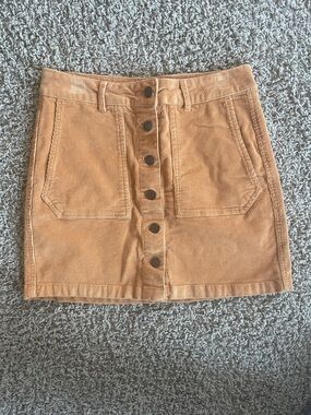 Button-Front Corduroy Mini Skirt